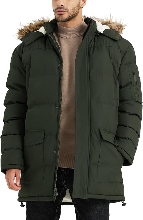 Winter Coats For Men Winter Jackets Water Resistant Warm Thicken Puffy Hooded Insulated Thicken Parka Coat
